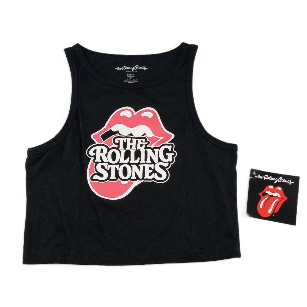 The Rolling Stones Cropped Tank Top Juniors Size XL Black Disney